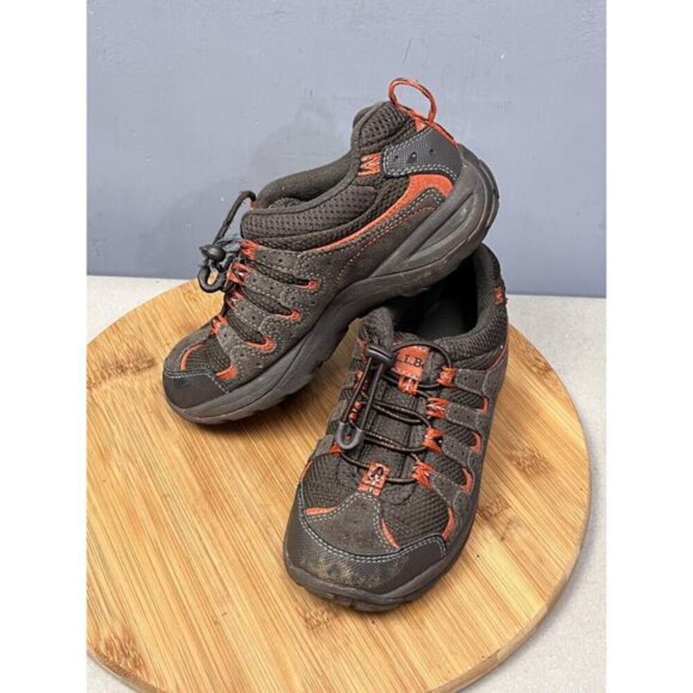 LL‎ Bean Shoes Youth 3 Sporty Trail Hiking Sneakers Brown Suede Lace Up Flaw